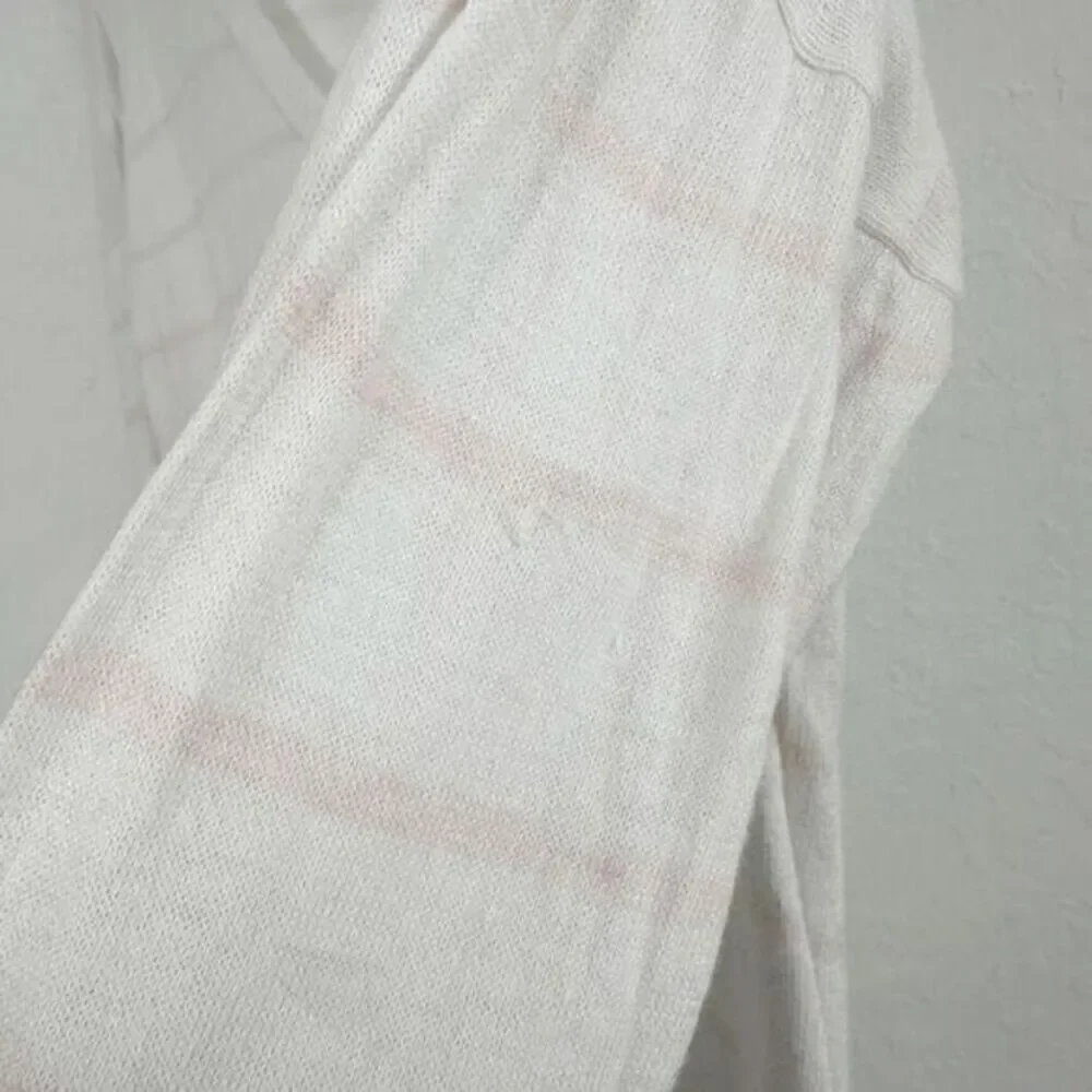 White + Warren Striped Print Silk V Neck Pullover Sweater White Pink Size Small‎ - Picture 4 of 10